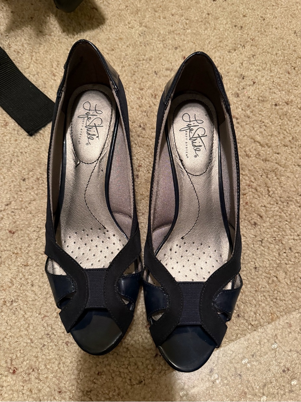 Life Stride Navy Open-Toe Women's Heels
